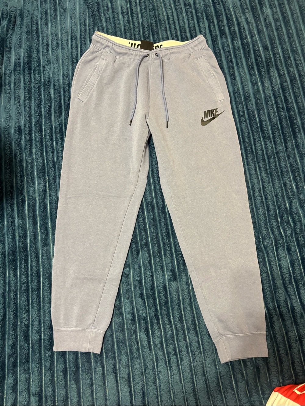 Nike Kids Light Gray Jogger Sweatpants with Black Swoosh